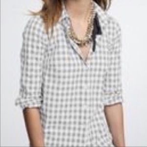 J. Crew white and gray button up XS